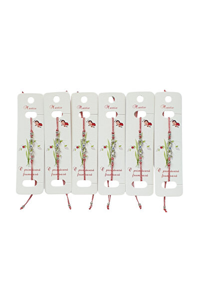 Abundo Set of 6 Martisoare bracelets on adjustable cord, Infinity with crystals