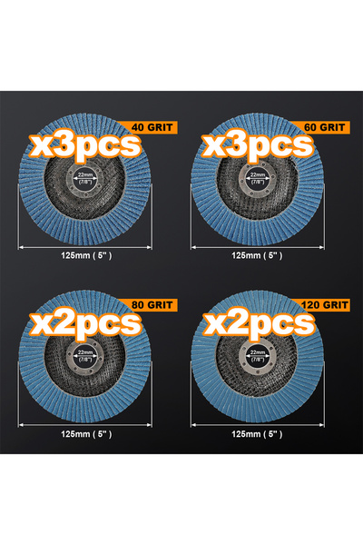 choice2 ١٠ قطع متنوعة من أقراص الصنفرة ذات الشفرات مقاس ١٢٥ مم، أقراص صنفرة ل...