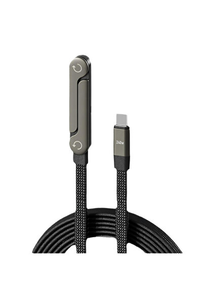 Choice حامل هاتف محمول قابل للطي مزود بكابل USB-C أسود اللون، يدعم الشحن السر...