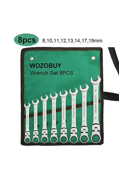 choice2 8 pcs(8-19mm) Ratchet Spanner Wrench Set 8-22mm Gear Ring Ratcheting ...