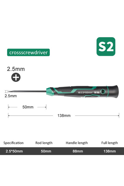 Choice14 مفك براغي مغناطيسي دقيق من نوع فيليبس 2.5 × 50 مم، بمقبض مانع للانزل...