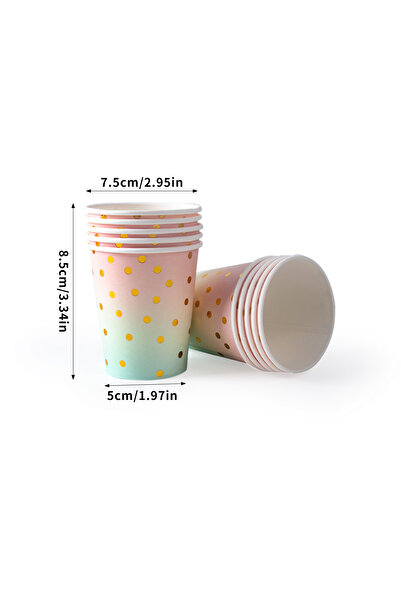 Choice1 10pcs cups Pastel Rainbow Party Birthday Disposable Tableware Gold Do...