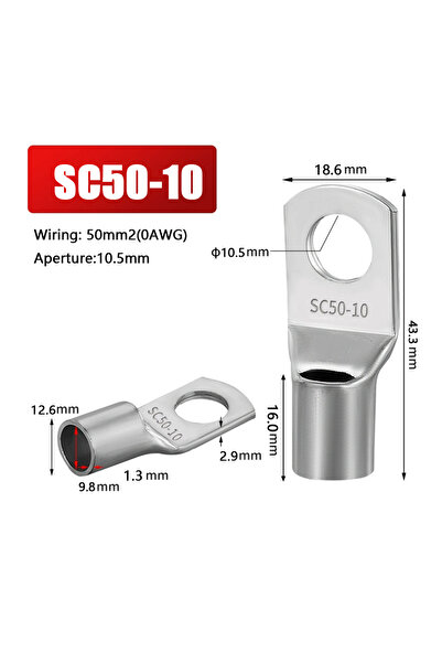 Choice92 10PCS SC50-10 2/5/10/20/50Pcs 6-70mm2 M6 M10 M8 M12 Tinned per Wire ...