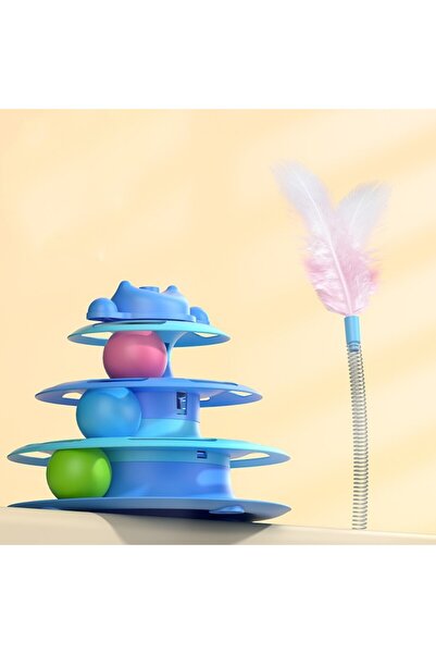 Choice قطعة واحدة من طاولة دوارة على شكل قطة من ريش أزرق مكونة من 4 طبقات مع ...