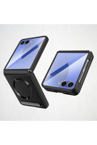 Choice1 غلاف هاتف Galaxy Z Flip7 أسود اللون، مزود بحامل مغناطيسي وشحن لاسلكي،...