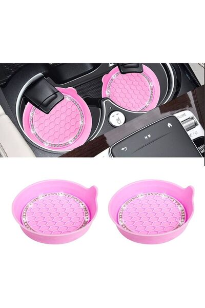 Choice3 Pink 2pcs 2/4pcs Car Cup Holder Coaster Silicone Cup Holder With Blin...