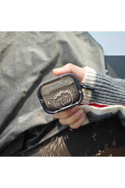 Choice14 جراب سماعات أذن شفاف أسود بنمط جرافيتي لسماعات AirPods 3، جراب سماعا...