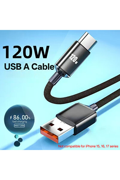 Choice6 كابل شحن سريع USB-A أسود بطول 2 متر من NNBILI، بقوة 120 واط، من النوع...