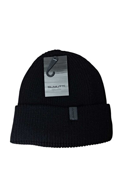 Suyutti Spteks Unisex Yetişkin Siyah Renk Triko Astarlı Kışlık Örme Soft Bere