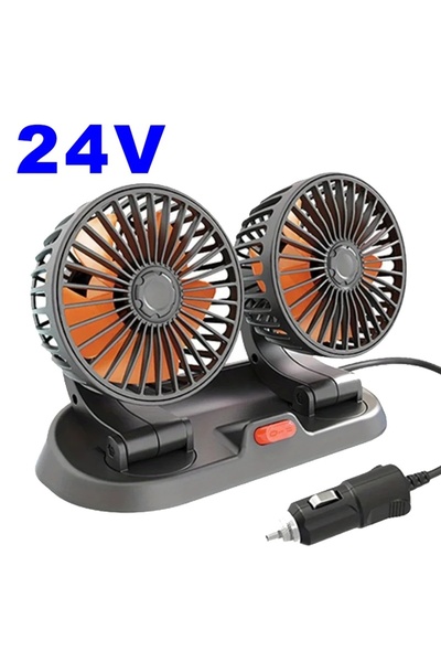 Choice6 مروحة سيارة سيجار 24 فولت 2 رأس، مروحة هواء 3 رؤوس قابلة للتعديل بزاو...