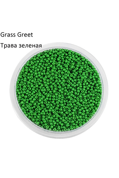 Choice40 1800 قطعة من خرز زجاجي تشيكي صغير مستدير، بقطر 2 مم، بتصميم "Grass G...