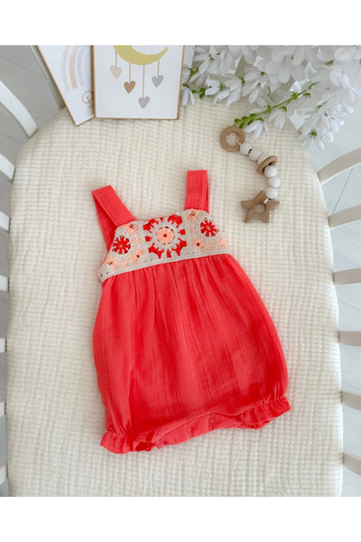 hümabebe Crochet Motif Detail, Muslin Summer Jumpsuit with Snap Fasteners at ...