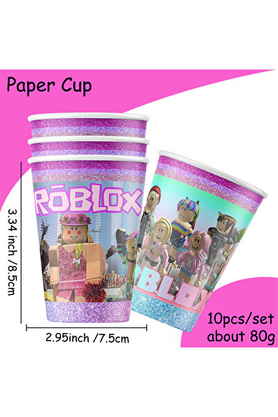 Choice1 Cup 10pcs Roblox Girl Decorations for Purple pink Party Banner Birthd...