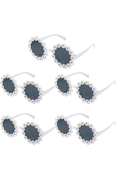 Choice5 WHITE 5pcs Colorful Daisy Flower Sunglasses Photo Glasses Kit Kids Gi...