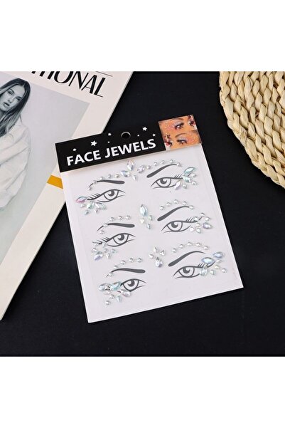 Choice1 20x14x1cm Transparent 3D Rhinestone Bright Face stickers Women Glitte...