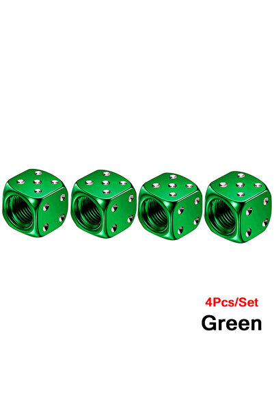 Choice 4Pcs green Aluminum Dice Tire Valve Caps Dustproof Car Truck Motocycle...