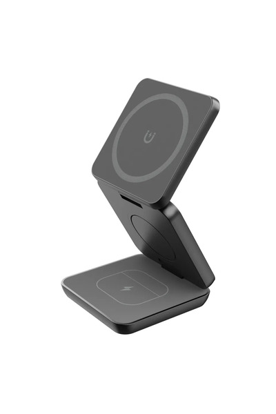 Choice1 شاحن لاسلكي مغناطيسي 3 في 1 من فيكيفون، أسود اللون، مزود بحامل، متواف...