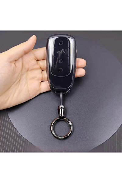 choice2 غطاء مفاتيح من مادة TPU الناعمة بلون أسود دخاني، متوافق مع Chery Tigg...