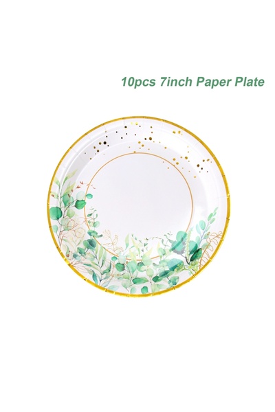 Choice1 1 أدوات مائدة خضراء اللون للاستخدام مرة واحدة، أطباق وأكواب ورقية لحف...