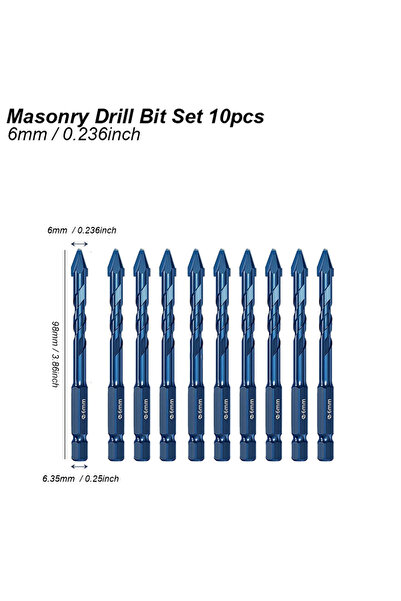Choice3 Drill Bit Set 6mm Masonry Drill Bit for Concrete Tile Brick Carbide T...
