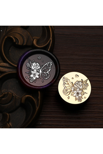 Choice19 ختم شمعي بتصميم فراشة ظل وردي عتيق، ختم شمعي على شكل فراشة، ختم شمعي...