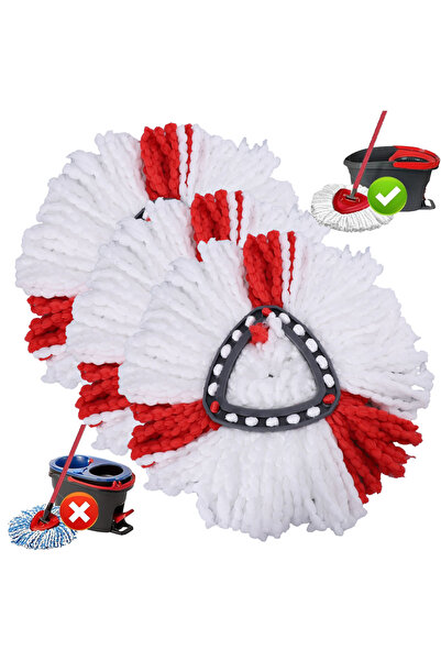Choice5 رؤوس ممسحة بديلة من الألياف الدقيقة البيضاء والحمراء - 3 رؤوس ممسحة د...