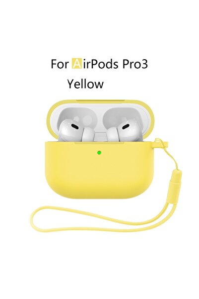 Choice15 جراب سيليكون جديد أصفر اللون لسماعات AirPods Pro 3 (إصدار 2025) مع م...