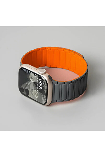 Choice41 سوار ساعة من السيليكون باللونين الرمادي والبرتقالي، متوفر بأحجام 42 ...