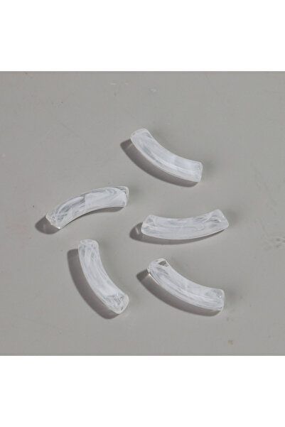 Choice16 8mm milk clear 20pcs Acrylic 8mm Thin Bamboo Tube Beads Dual Color R...