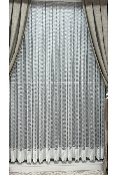 Görkem BRODE TÜL NAKIŞ ETEKLİ DAMLA ŞERİTLİ 1/3 SIK PİLELİ AĞIR GRAMJLI