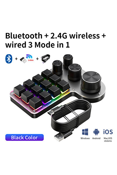 Choice 3-mode Black 3 Modes 12 Keys Mechanical Keyboard 4 Knobs Custom Progra...