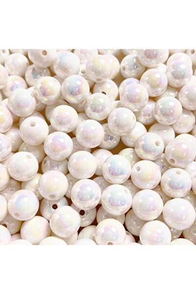 Choice16 10pcs White 16mm10pcs new VU plated colorful shell acrylic loose bea...
