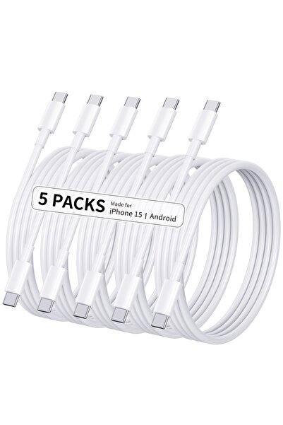 Choice كابلات شحن سريع USB-C إلى USB-C بطول 1 متر، 5 قطع، لون أسود، 60 واط، ب...