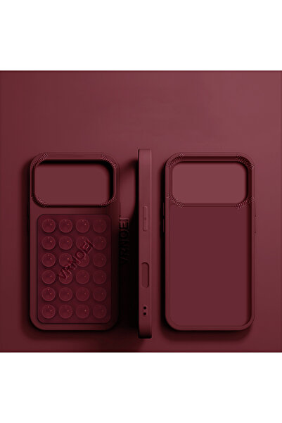 Choice جراب هاتف iPhone 15 Plus بلون أحمر خمري، مزود بحامل شفط 2 في 1، متوافق...