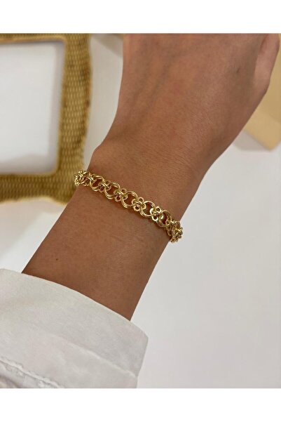 XUPING JEWELRY Özel Seri Çift Sıra Yuvarlak 14K XP Gold Bileklik