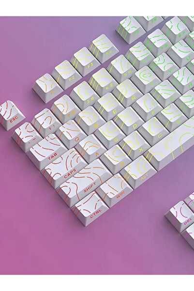 choice2 خطوط بيضاء محيطية، 97 مفتاحًا، أغطية مفاتيح PBT مزدوج الطبقة، إضاءة ج...