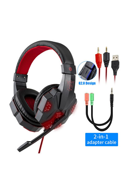 choice2 سماعات رأس احترافية بأسلاك جديدة للألعاب، باللونين الأسود والأحمر، مز...