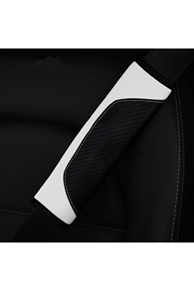 Choice3 WHITE 1 set of PU carbon fiber leather car shoulder guard belt decora...