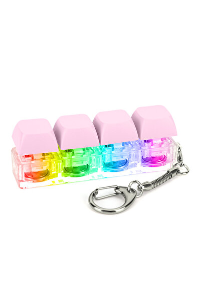 Choice15 سلسلة مفاتيح مفاتيح وردية اللون بأربعة أزرار مضيئة، مزودة بإضاءة LED...