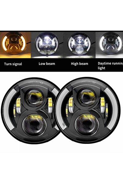 Choice1 50w Halo light Black 2x Car 7 Inch Led Headlight Hi/Low H4 Halo Angle...