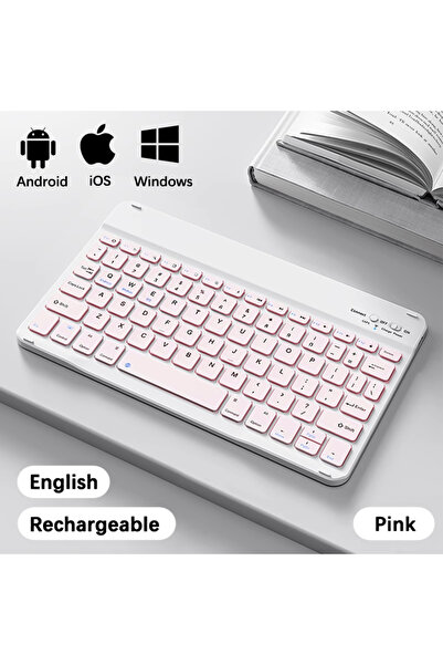 Choice1 لوحة مفاتيح لاسلكية وردية اللون متوافقة مع تقنية البلوتوث لأجهزة أندر...
