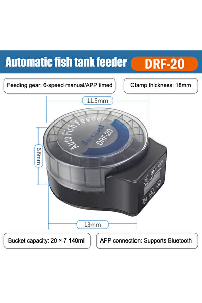 Choice جهاز تغذية أسماك أوتوماتيكي من هوا هوا، طراز DRF20 بتقنية بلوتوث، مودي...