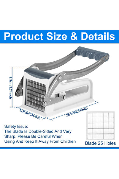Choice مجموعة D قطاعة البطاطس المقلية، مصنوعة من الفولاذ المقاوم للصدأ والبلا...