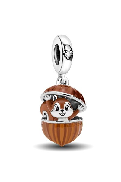 Choice11 TCE1084P1 925 Sterling Silver Warm Maple Leaf Squirrel Golden Autumn...