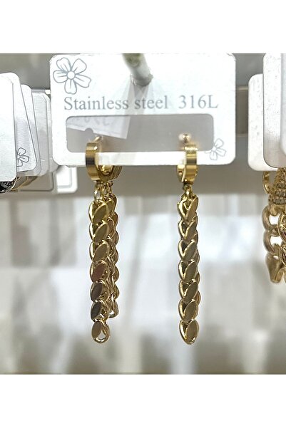 GLOW ACCESSORIES BAE أقراط متدلية من الفولاذ المقاوم للصدأ على شكل شعير