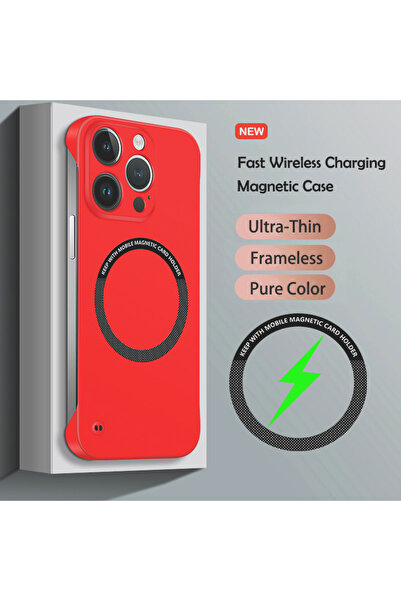 Choice37 غلاف هاتف فاخر لون سادة إطار مغناطيسي بلون أحمر لهاتف iPhone 13 mini...