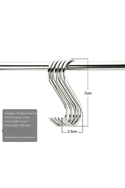 Choice6 10pcs s hook 7cm Stainless Steel S Hooks with Sharp Tip Utensil Meat ...