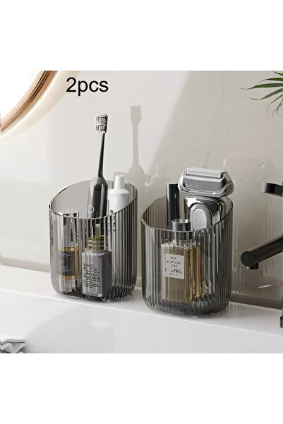 Choice1 قطعتان من حامل فرشاة الأسنان متعدد الوظائف للحمام، شفاف أسود، يُثبت ع...