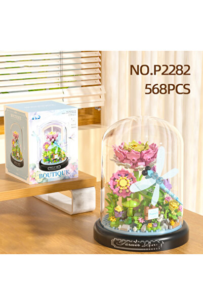 choice2 مجموعة مكعبات بناء نموذجية على شكل يعسوب وحشرة ونبات مزروع في أصيص، ت...