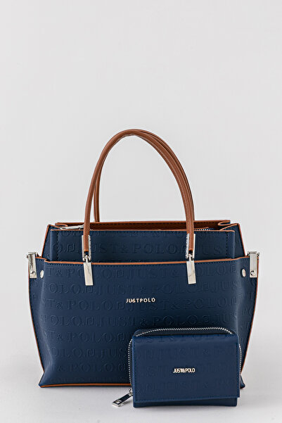 Just Polo Pera Large Volume Women's Navy Blue Shoulder Bag and Wallet Combina...